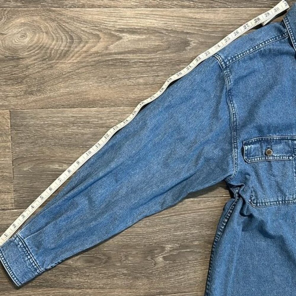 Timberland Medium Weathergear Denim Button Down Long Sleeve Shirt VTG Grunge 90s - Picture 11 of 12